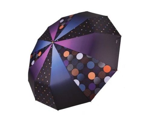Зонт "Три Слона" женский арт. L3121-b-1 фиолетовый/синий/черный, секторы