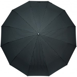 Зонт "Три Слона" мужской арт.  M7121-3, купол D=124 см, 12 спиц, черный в полоску, ручка прямая пластик, семейный