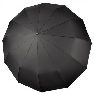 Зонт "Три Слона" мужской № M7125, купол D=122 см, 12 спиц, черный, ручка прямая пластик, семейный